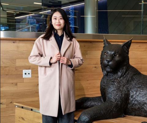 Jijun Chen photographed in the Gatton Student Center on UK's campus
